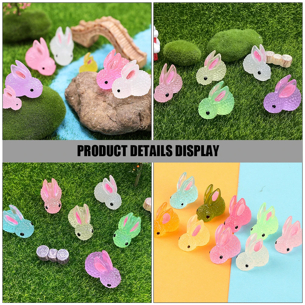 20pcs Luminous Rabbit Ornament Resin Miniature Bunny Figurines Exquisite Car Decor Desktop Home Garden Micro Landscape Statues
20pcs Luminous Rabbit Ornament Resin Miniature Bunny Figurines Exquisite Car Decor Desktop Home Garden Micro Landscape Statues