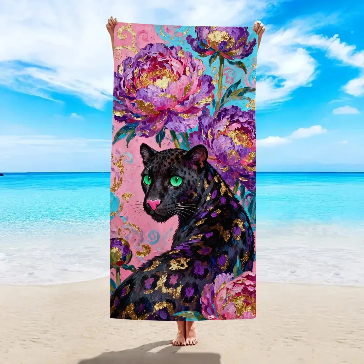 Leopard and Floral Beach Towel 2D Flat Printed Soft Peach Skin Fabric Quick Dry Bath Towel Summer Vacation Swimming Pool
Leopard and Floral Beach Towel 2D Flat Printed Soft Peach Skin Fabric Quick Dry Bath Towel Summer Vacation Swimming Pool