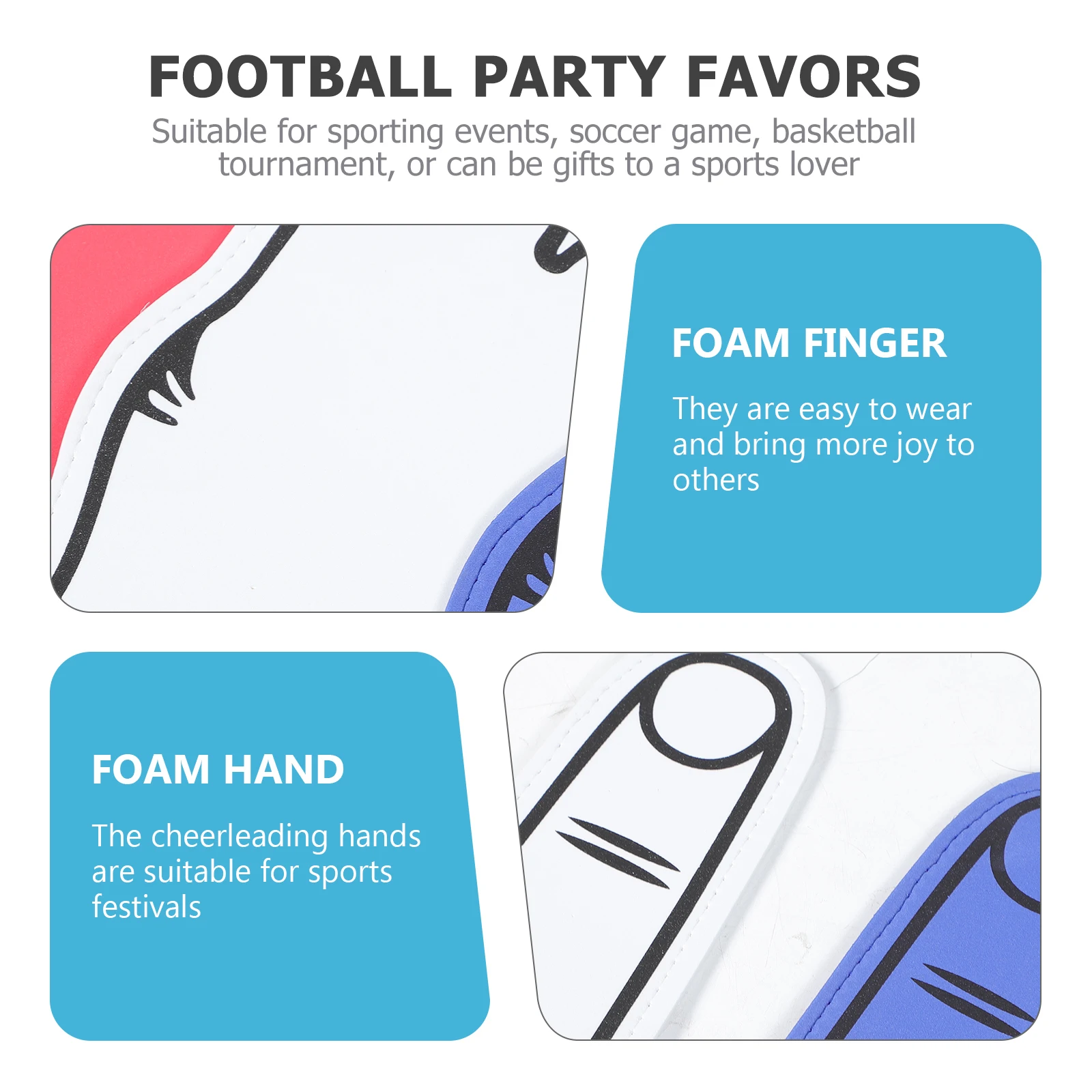 5pcs Foam Hand Gloves Lightweight EVA Sports Cheering Props Party Favors Funny Gesture Finger CoverReusable Foam for Soccer
5pcs Foam Hand Gloves Lightweight EVA Sports Cheering Props Party Favors Funny Gesture Finger CoverReusable Foam for Soccer