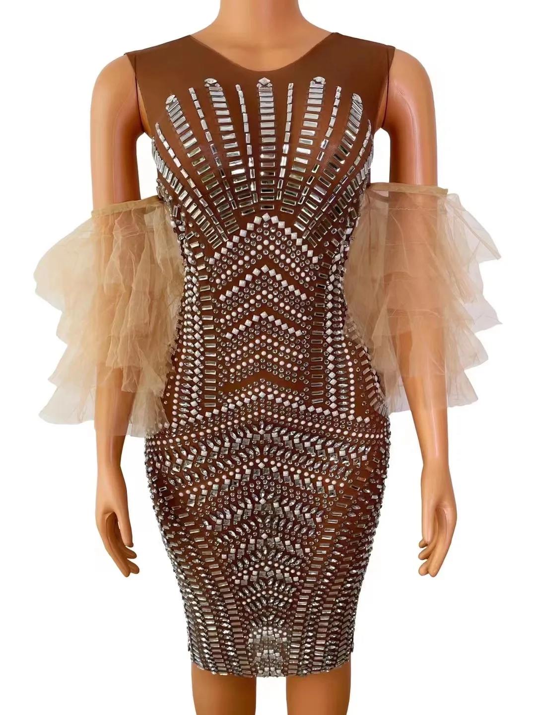Evening Shining Silver Rhinestones Dress Prom Evening Sexy Transparent Mesh Costume See Through Birthday Mesh Sleeves Outfit
Evening Shining Silver Rhinestones Dress Prom Evening Sexy Transparent Mesh Costume See Through Birthday Mesh Sleeves Outfit