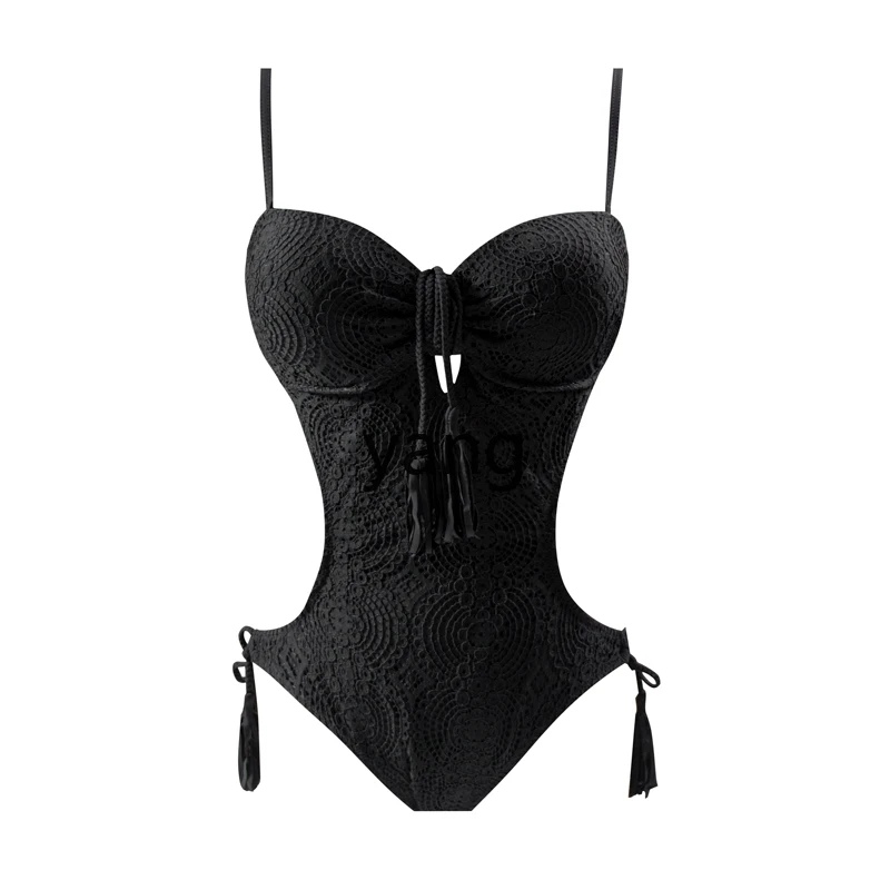 LMM black lace with steel tray thickened chest pad small chest gathering one-piece swimsuit
LMM black lace with steel tray thickened chest pad small chest gathering one-piece swimsuit