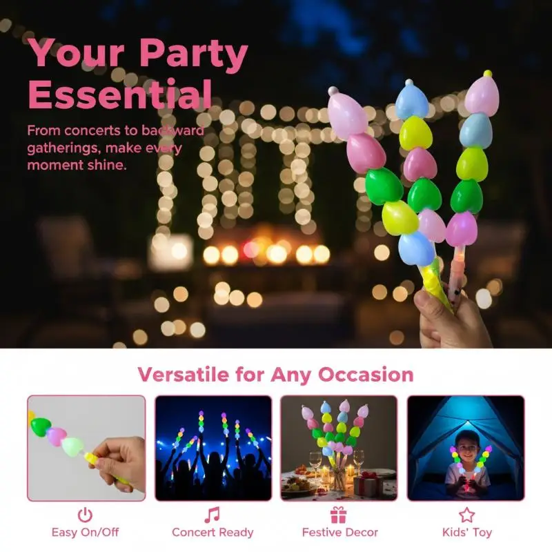 Neon Party Shine with 1Pcs LED Light Up Stick Love Candied Haws for Celebratory Occasions
Neon Party Shine with 1Pcs LED Light Up Stick Love Candied Haws for Celebratory Occasions