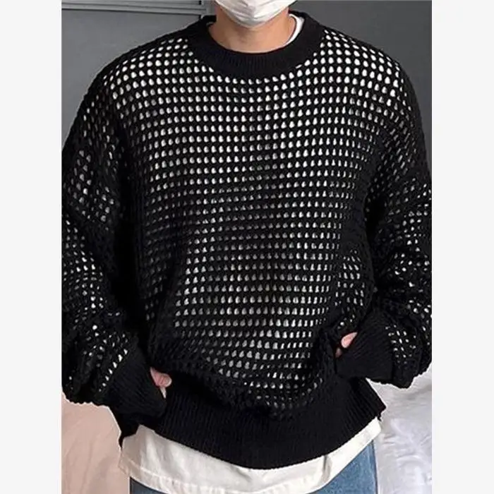 Men's Long Sleeve Mesh Hollow out Knitwear Base Shirt Autumn 2024 New Style Casual Loose Fit round Neck Thin Knitted Top
Men's Long Sleeve Mesh Hollow out Knitwear Base Shirt Autumn 2024 New Style Casual Loose Fit round Neck Thin Knitted Top