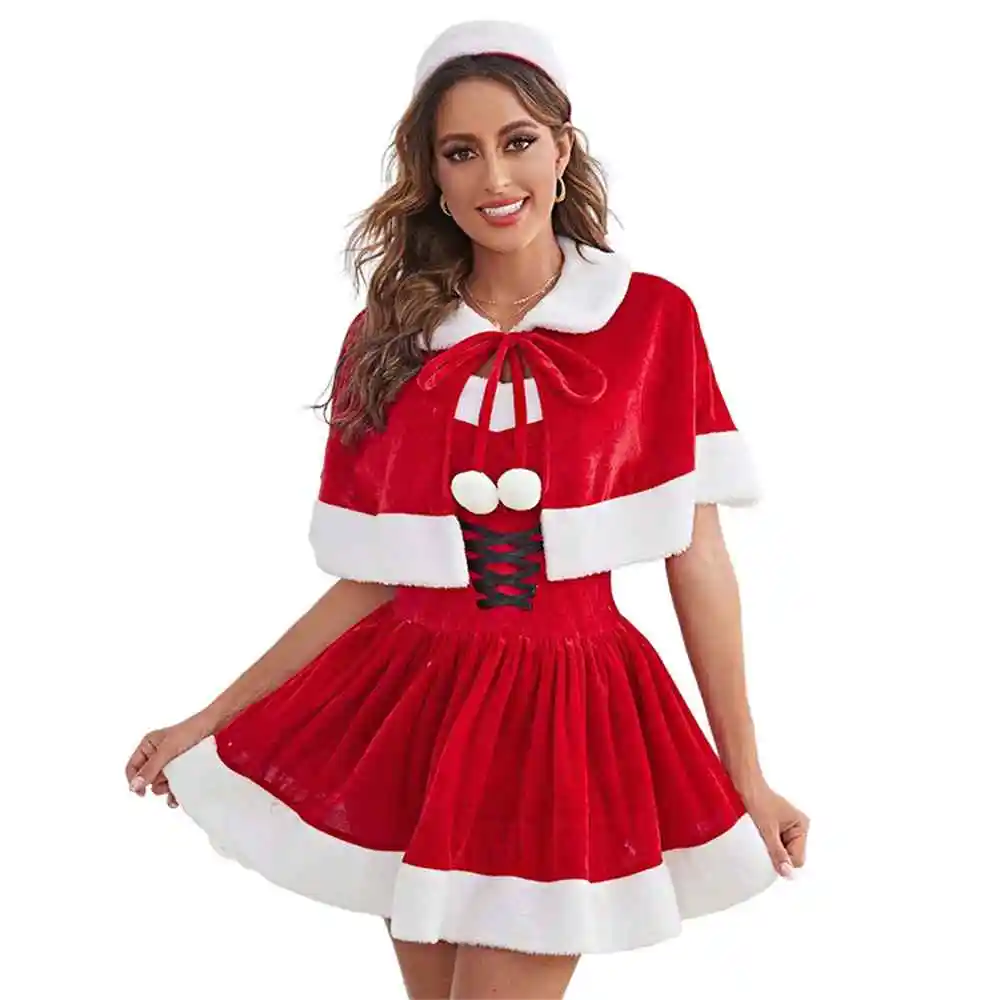 Wholesale Women's Red Christmas Party Dress Up Cosplay Dress Lady Xmas Off-shoulder Roleplay Santa Costumes Velvet Outfit
Wholesale Women's Red Christmas Party Dress Up Cosplay Dress Lady Xmas Off-shoulder Roleplay Santa Costumes Velvet Outfit