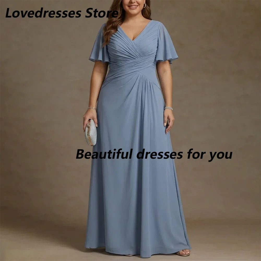 Plus Size Mother of The Bride Dresses V Neck Short Sleeves Pleat Chiffon A Line Formal Party Mother Evening Dresses Customized
Plus Size Mother of The Bride Dresses V Neck Short Sleeves Pleat Chiffon A Line Formal Party Mother Evening Dresses Customized