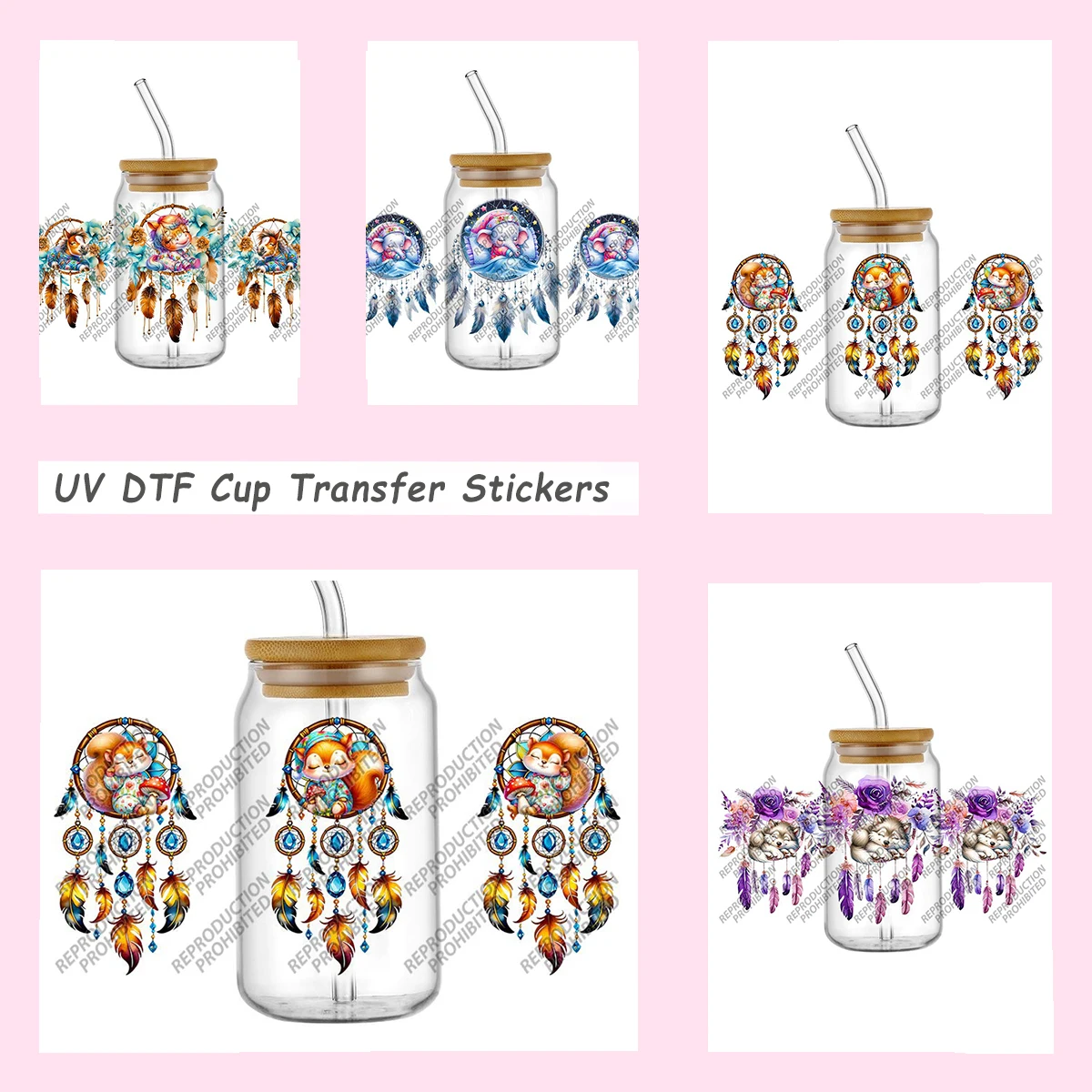Cute Animal Dreamcatcher Floral Watercolor Design 16oz UV DTF Cup Wrap Transfer Sticker DIY Craft Home Decor Cold Transfer Decal
Cute Animal Dreamcatcher Floral Watercolor Design 16oz UV DTF Cup Wrap Transfer Sticker DIY Craft Home Decor Cold Transfer Decal