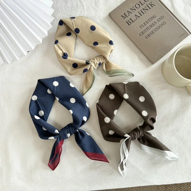 Cotton Polka Dot Small Square Towel Women's Silk Scarf Hepburn Style Versatile Decorative Artistic Professional Stewardess Scarf
Cotton Polka Dot Small Square Towel Women's Silk Scarf Hepburn Style Versatile Decorative Artistic Professional Stewardess Scarf