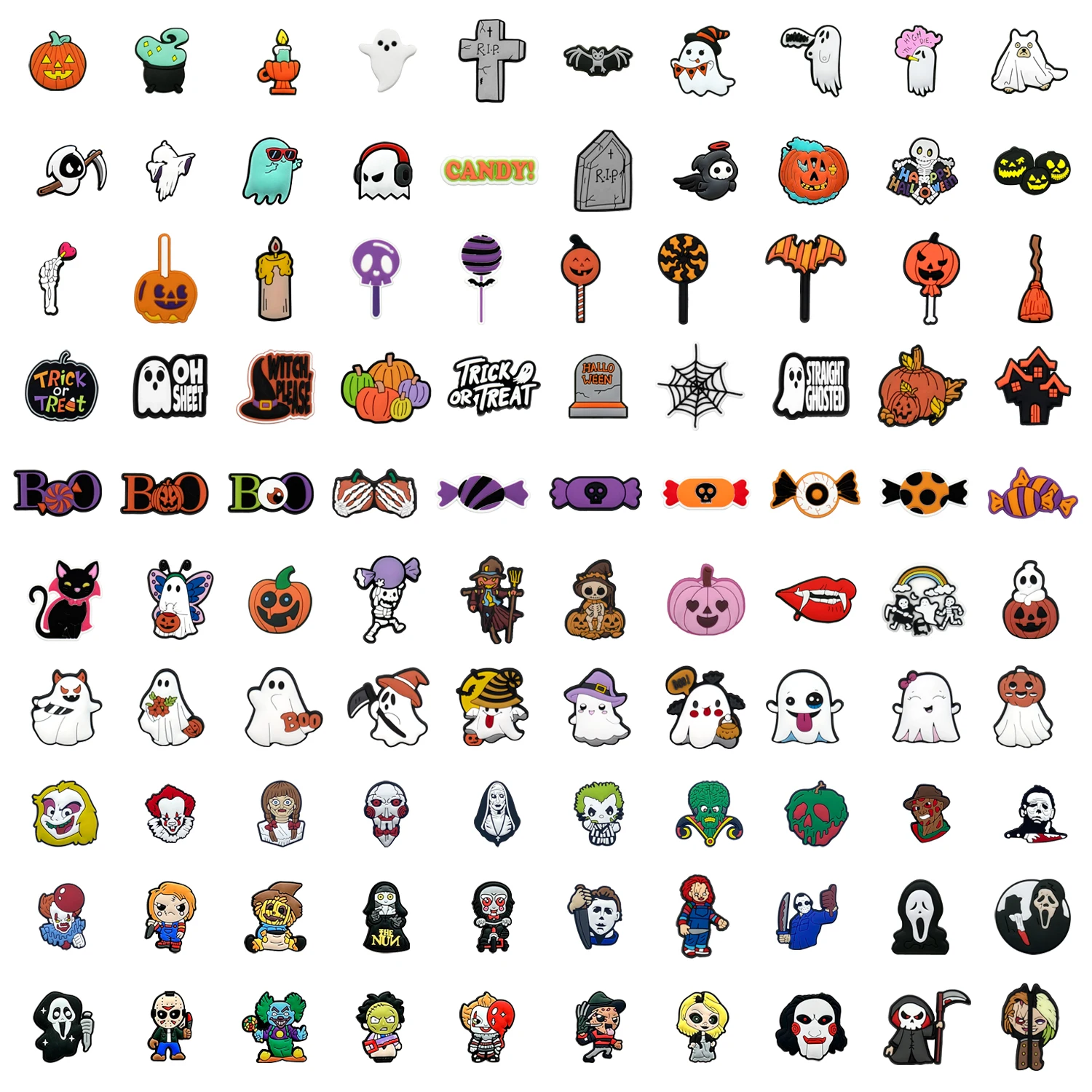 1/20/50/100 шт., подвески для обуви на Хэллоуин для детей, подарок, забавные аксессуары для обуви с тыквой и призраком, украшения, конфеты, булавка ужасов, сабо, джинсы 
1/20/50/100 шт., подвески для обуви на Хэллоуин для детей, подарок, забавные аксессуары для обуви с тыквой и призраком, украшения, конфеты, булавка ужасов, сабо, джинсы