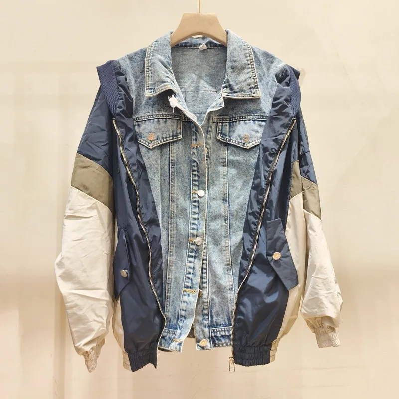 Vintage Denim Patchwork Loose Jacket Unisex Spring Autumn Fake Two-Piece Color Block Baseball Coat Casual Trendy Outerwear Top
Vintage Denim Patchwork Loose Jacket Unisex Spring Autumn Fake Two-Piece Color Block Baseball Coat Casual Trendy Outerwear Top
