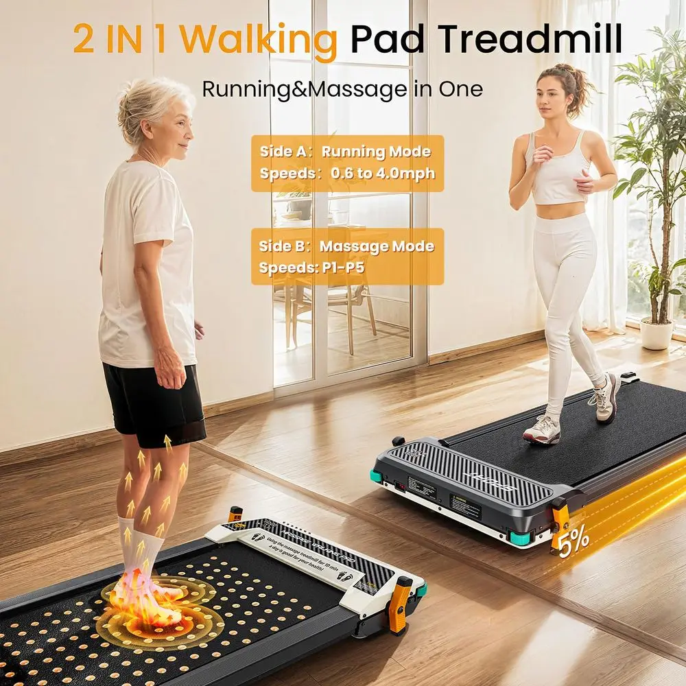 2 Side Walking Pad with Incline, 2 in 1 Under Desk Treadmills Walking Pad and Foot Massager for Home Office, Portable Treadmill
2 Side Walking Pad with Incline, 2 in 1 Under Desk Treadmills Walking Pad and Foot Massager for Home Office, Portable Treadmill