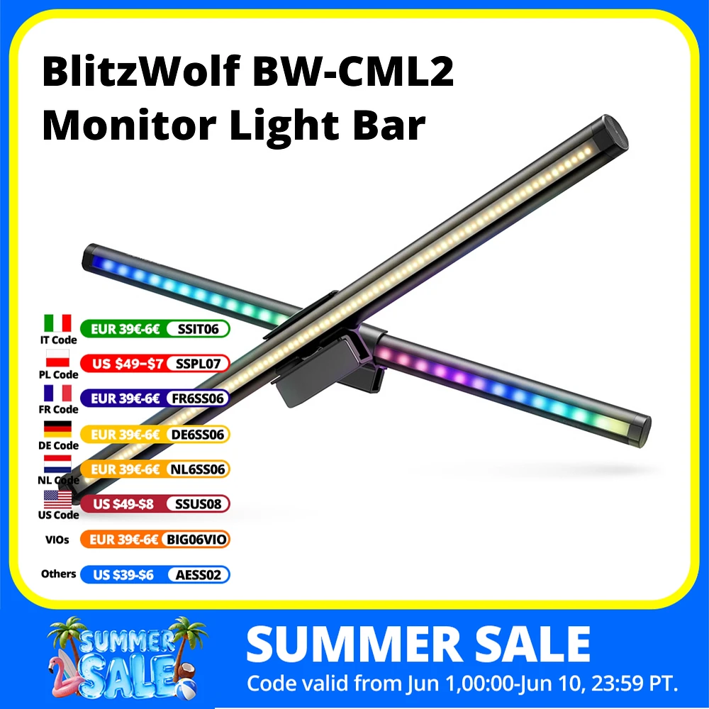 BlitzWolf RGB LED Desk Lamp Dimmable Office Computer Eye-caring Table Lamps for Study Reading Screen Monitor Hanging Light Bar
BlitzWolf RGB LED Desk Lamp Dimmable Office Computer Eye-caring Table Lamps for Study Reading Screen Monitor Hanging Light Bar