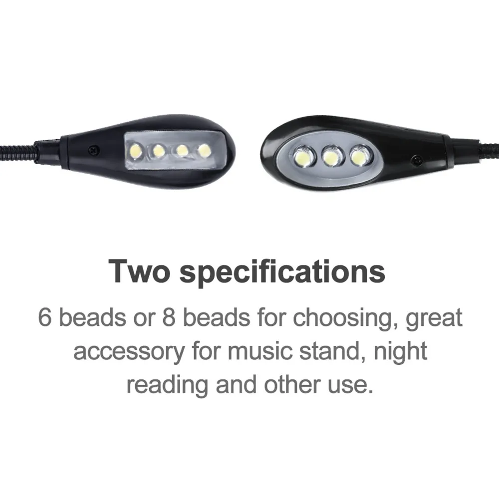 2 шт. Светодиодная лампа для пюпитра с музыкой Двойные рукоятки Черный Лампа для чтения Защита глаз с 6/8 бусинками Лампа с креплением-прищепкой
2 шт. Светодиодная лампа для пюпитра с музыкой Двойные рукоятки Черный Лампа для чтения Защита глаз с 6/8 бусинками Лампа с креплением-прищепкой 