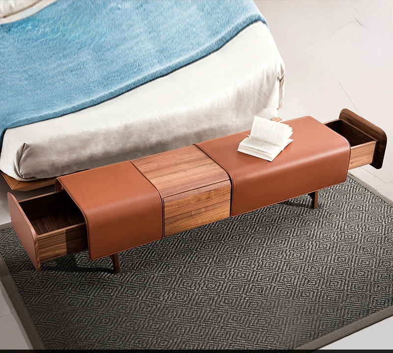 Italian minimalist bedside stool/walnut solid wood imported leather storage shoe change stool Nordic bedroom furniture
Italian minimalist bedside stool/walnut solid wood imported leather storage shoe change stool Nordic bedroom furniture