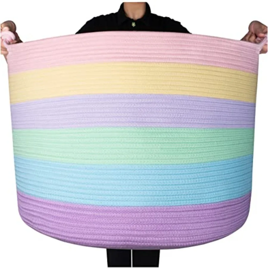 XXXXLarge 22 x 16in Decorative Woven Cotton Rope Blanket Storage Basket Bin Living Room with Handles and Laundry Hamper for Pil
XXXXLarge 22 x 16in Decorative Woven Cotton Rope Blanket Storage Basket Bin Living Room with Handles and Laundry Hamper for Pil