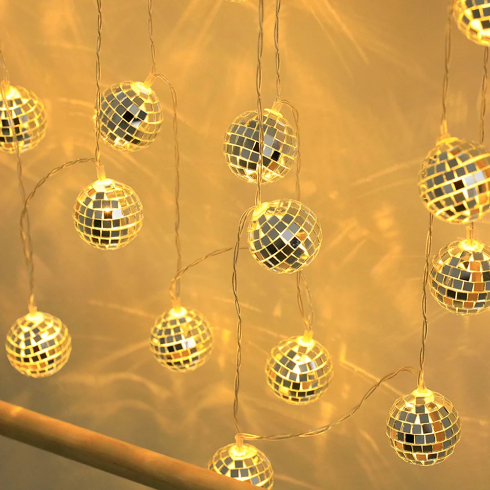 LED Mirror Ball String Lights 10 Warm White Bulbs 1.8m Decorative Disco Party Festival Wedding Home Garden Supplies
LED Mirror Ball String Lights 10 Warm White Bulbs 1.8m Decorative Disco Party Festival Wedding Home Garden Supplies