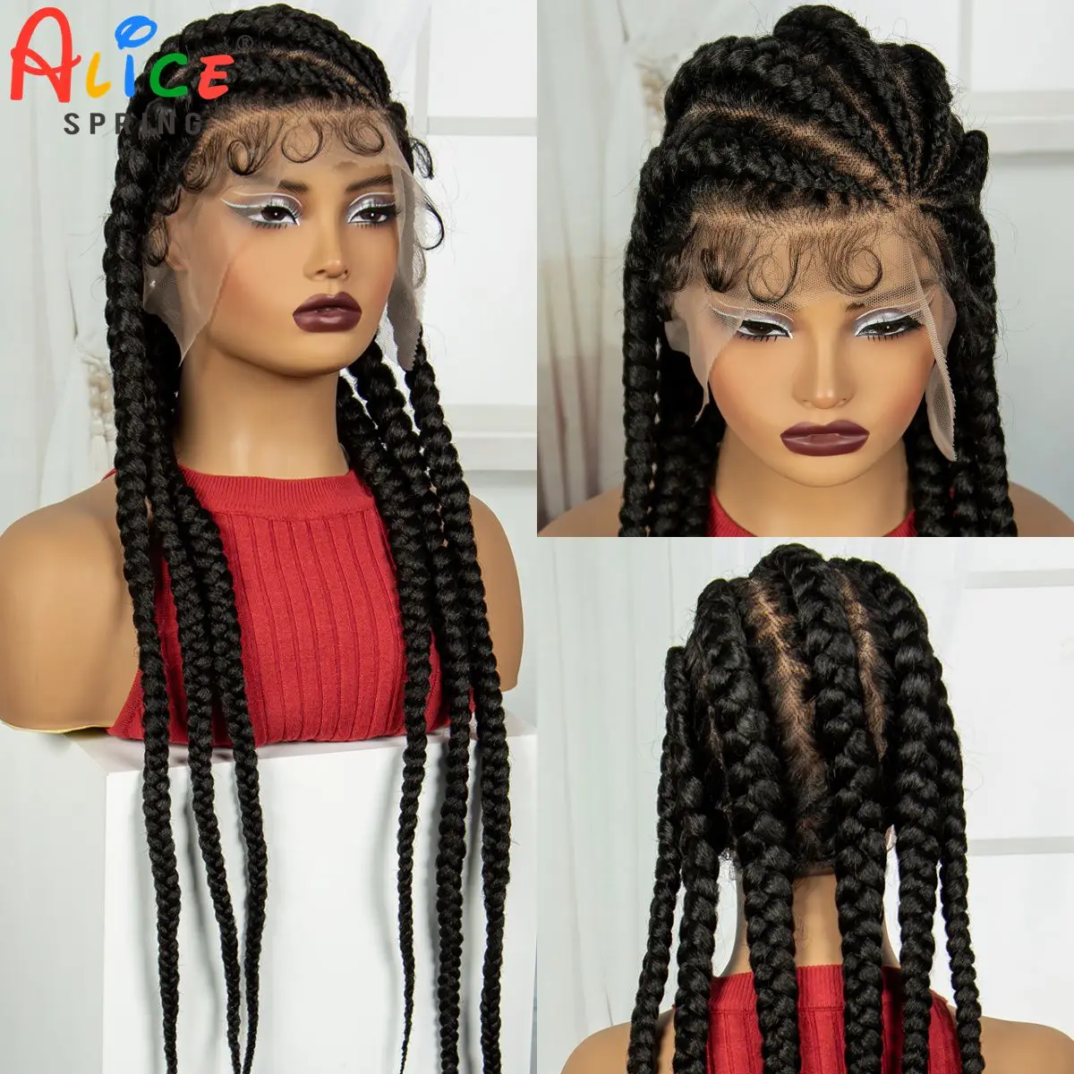 32-дюймовые плетеные парики Cornrow, синтетический полный парик с кружевными косами и детскими волосами, фронтальный плетеный парик без узлов для чернокожих женщин
32-дюймовые плетеные парики Cornrow, синтетический полный парик с кружевными косами и детскими волосами, фронтальный плетеный парик без узлов для чернокожих женщин