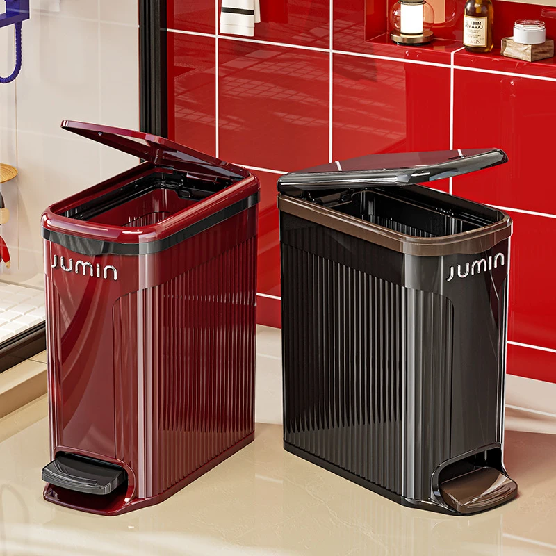 Slim trash can with lid, luxury design for home use in bathroom, kitchen, living room, bedroom foot-operated plastic storage bin
Slim trash can with lid, luxury design for home use in bathroom, kitchen, living room, bedroom foot-operated plastic storage bin