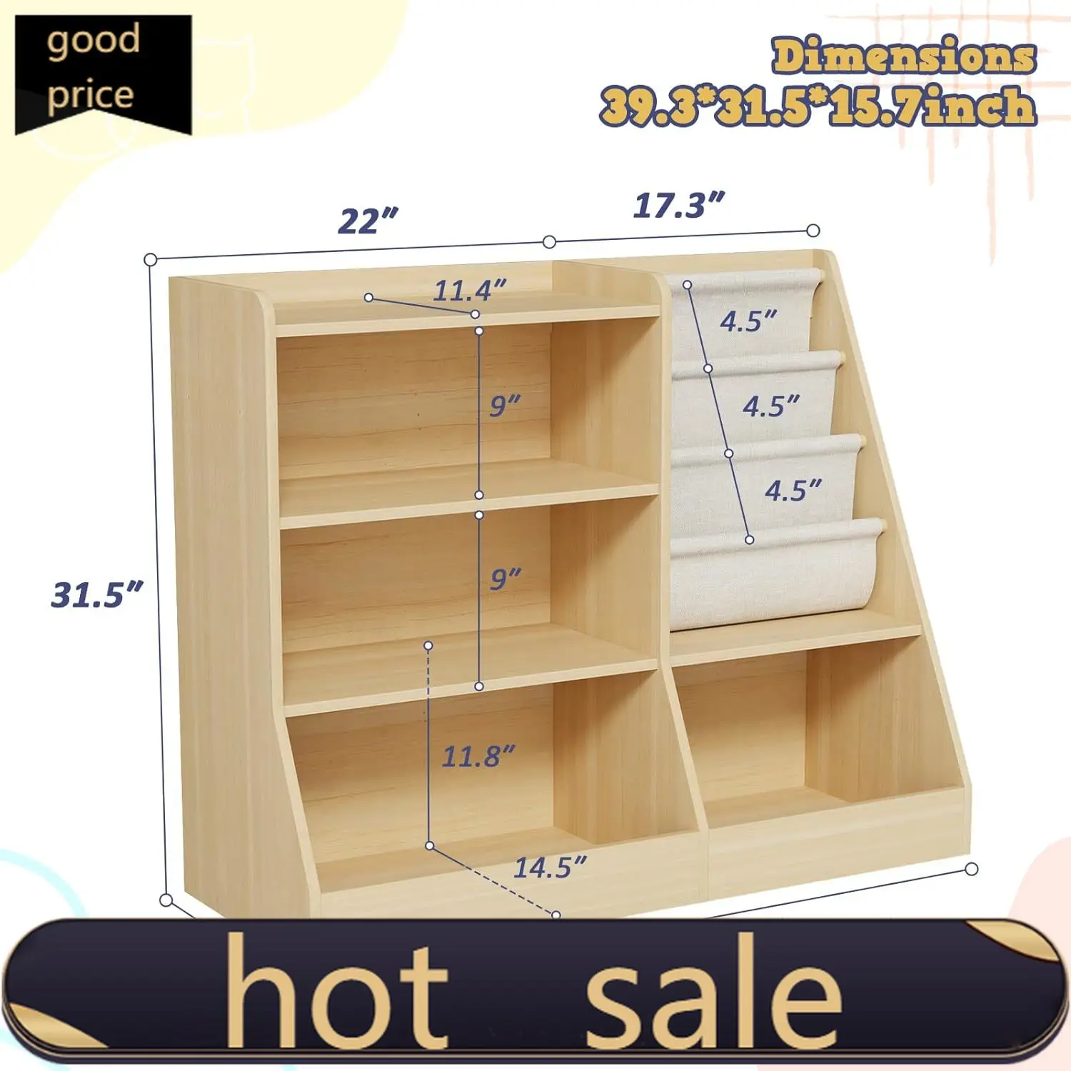 Activity price39" Large Kids Wooden Bookshelf and Toy Storage Organizer, Baby Bookcase with Sling Book Rack, Children Toddler Wo
Activity price39" Large Kids Wooden Bookshelf and Toy Storage Organizer, Baby Bookcase with Sling Book Rack, Children Toddler Wo