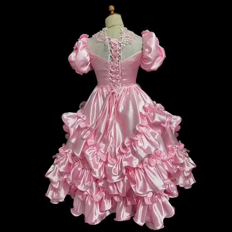 vintage pink satin princess o neck beading pearls rose flower ruffles lace up Antique customized Flower Girl Dress
vintage pink satin princess o neck beading pearls rose flower ruffles lace up Antique customized Flower Girl Dress