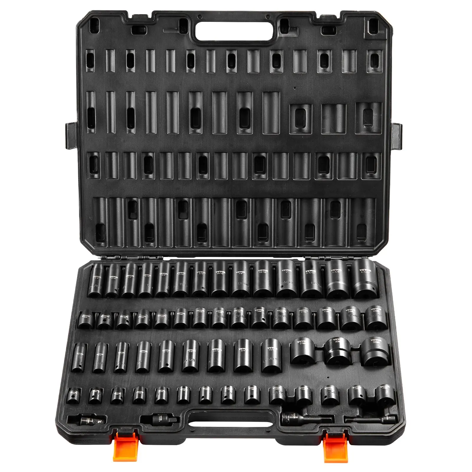 3/8" & 1/2" Drive Impact Socket Set, 59PCS Socket Set SAE 5/16" To 1-1/4" And Metric 6-32mm, 6 Point Cr-Mo Alloy Steel For Auto
3/8" & 1/2" Drive Impact Socket Set, 59PCS Socket Set SAE 5/16" To 1-1/4" And Metric 6-32mm, 6 Point Cr-Mo Alloy Steel For Auto