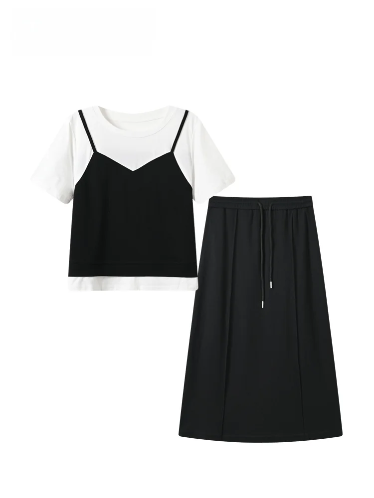 plus Size Summer Fashion Set Short Sleeve T-Shirt Half Skirt Slimming Women's Ensemble Casual Comfortable Cotton Blend
plus Size Summer Fashion Set Short Sleeve T-Shirt Half Skirt Slimming Women's Ensemble Casual Comfortable Cotton Blend