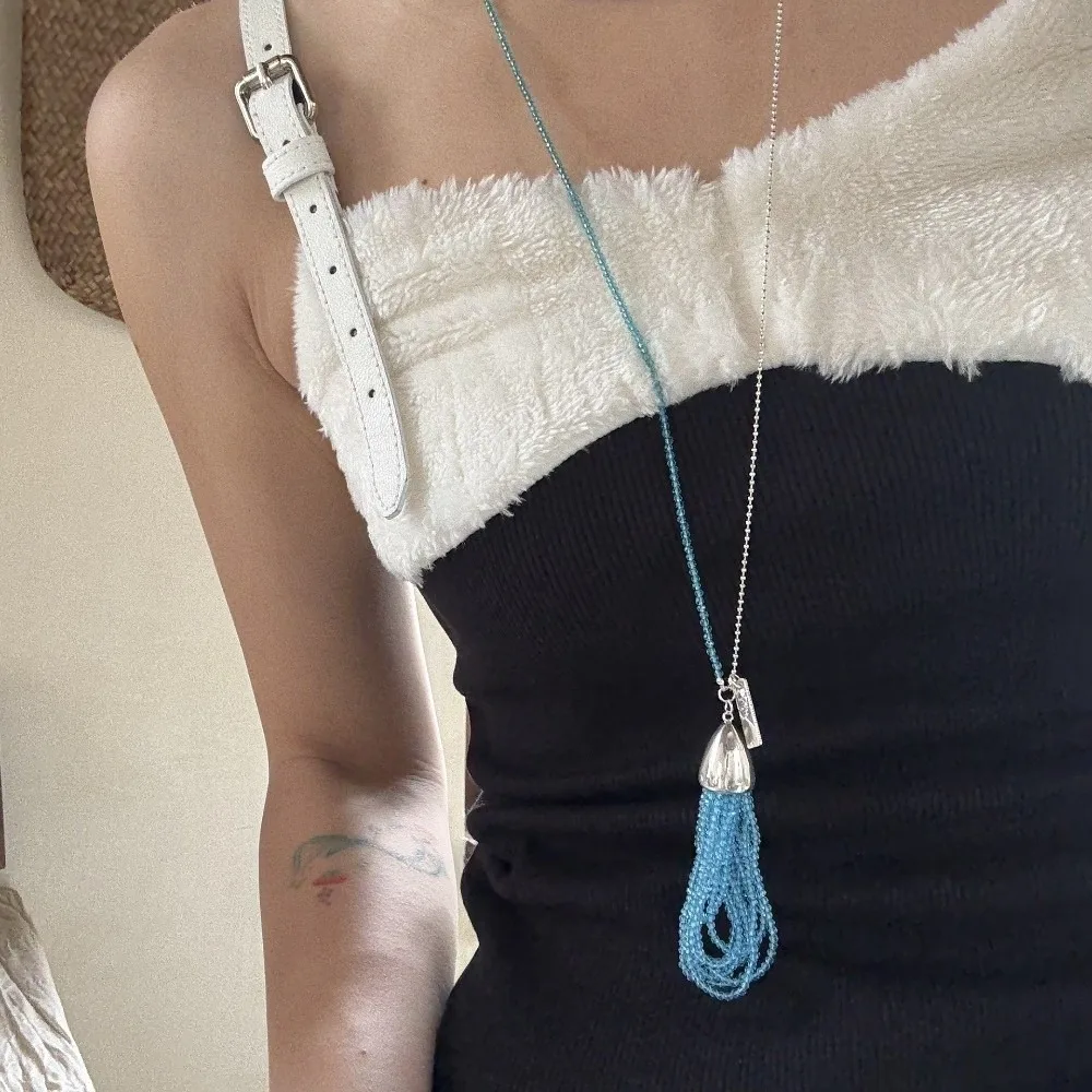 Korean Style Crystal Beaded Tassel Necklace Fashion Exquisite Long Sweater Chain Jewelry Luxury Water Drop Pendant Necklace
Korean Style Crystal Beaded Tassel Necklace Fashion Exquisite Long Sweater Chain Jewelry Luxury Water Drop Pendant Necklace