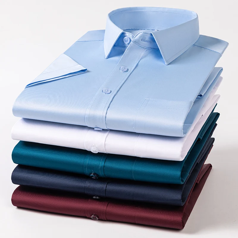 Men's straight-cut short-sleeved shirt, non-stretch, anti-wrinkle, business casual, pure color, cool and refreshing for summer.
Men's straight-cut short-sleeved shirt, non-stretch, anti-wrinkle, business casual, pure color, cool and refreshing for summer.