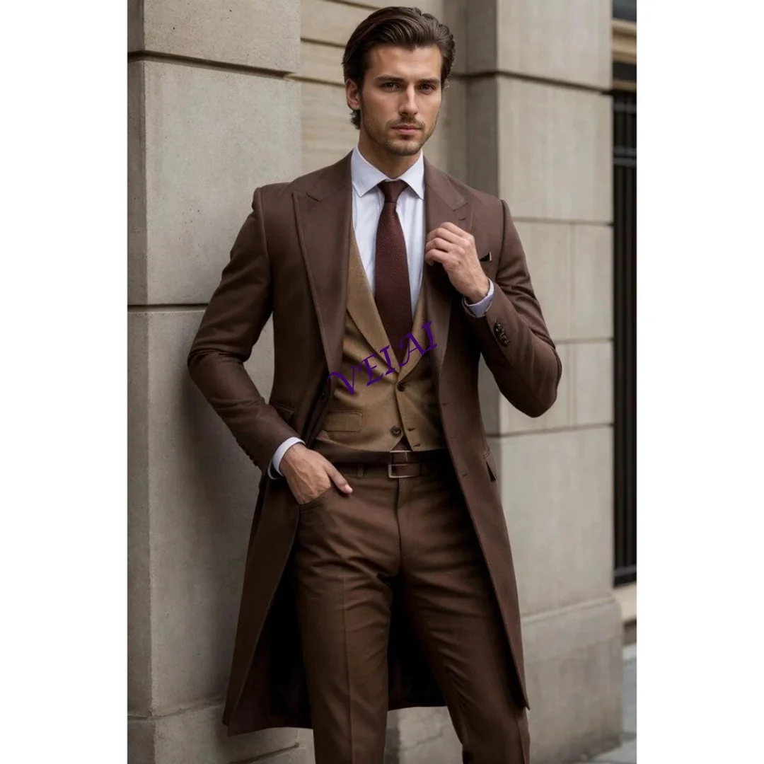 Customized Handsome Brown Tailcoat 3-Piece Men's Suit Single-Breasted Peak Lapel Formal Wedding Party Jacket Pants Vest Set
Customized Handsome Brown Tailcoat 3-Piece Men's Suit Single-Breasted Peak Lapel Formal Wedding Party Jacket Pants Vest Set