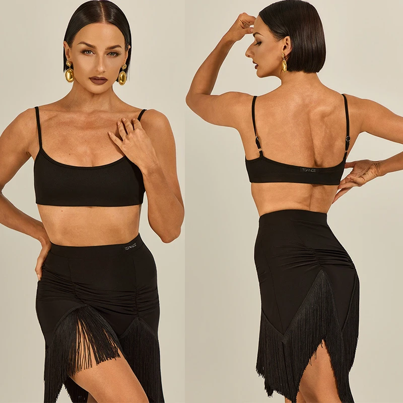 Summer Latin Dance Practice Clothes Women Black Bra Fringe Skirt Chacha Dance Training Outfits Professional Dancewear SS2444
Summer Latin Dance Practice Clothes Women Black Bra Fringe Skirt Chacha Dance Training Outfits Professional Dancewear SS2444