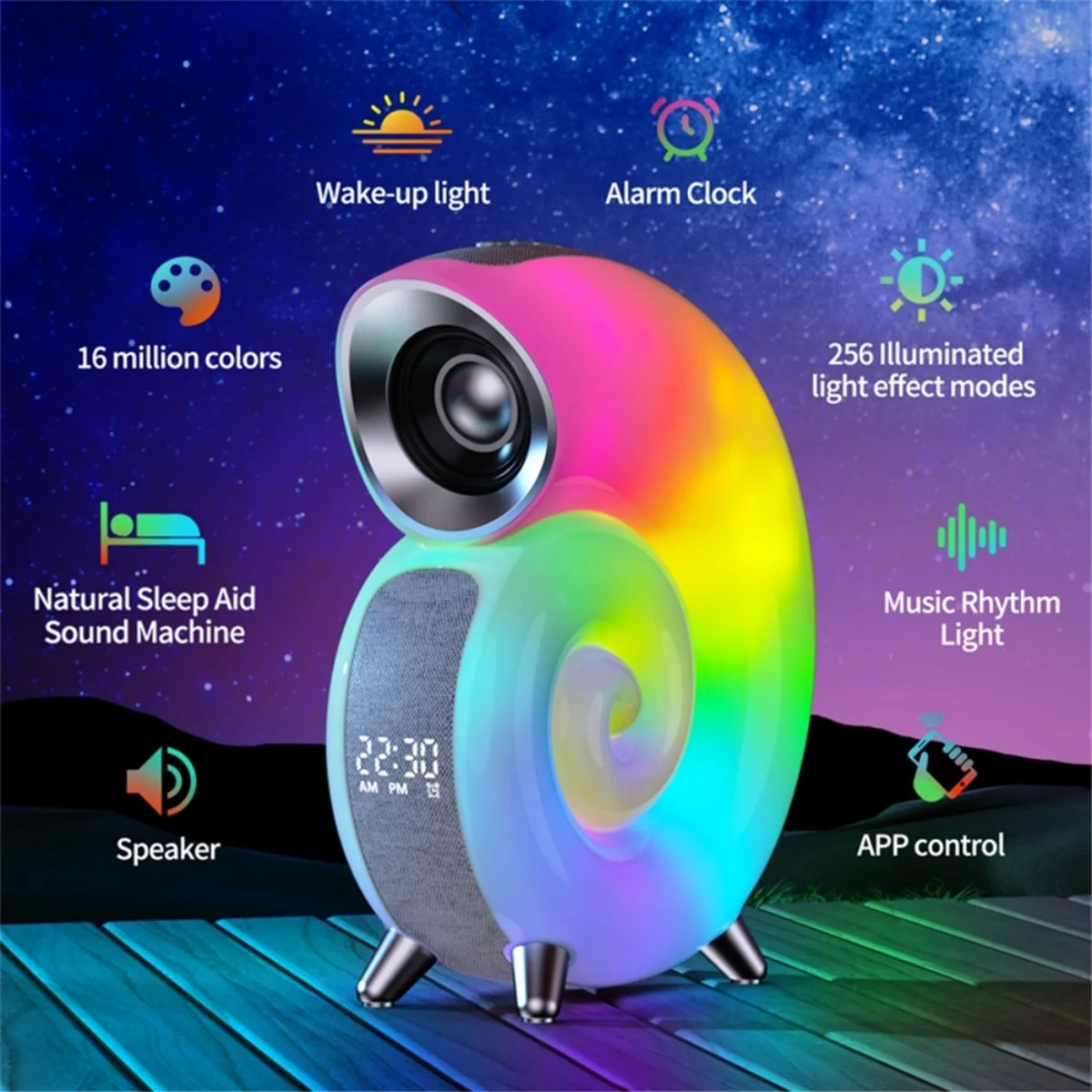 KZQ-fConch LED Night Light RGB Sunrise Bedside Lamp with Stereo Bluetooth Speaker Colorful Music Rhythm Light APP
KZQ-fConch LED Night Light RGB Sunrise Bedside Lamp with Stereo Bluetooth Speaker Colorful Music Rhythm Light APP