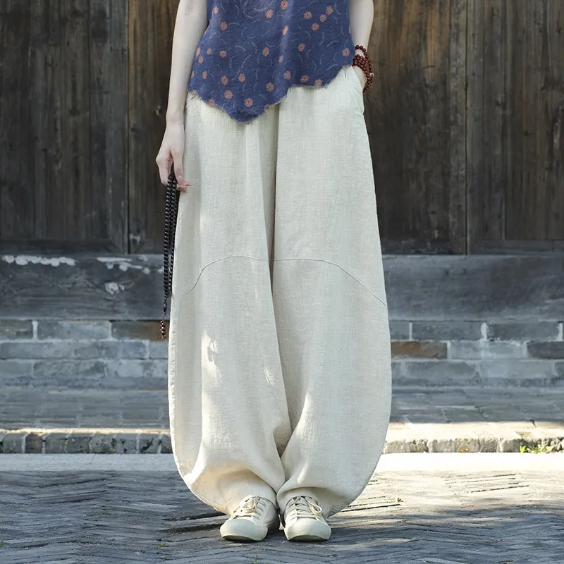 Artistic Cotton Linen Cargo Carrot Pants Elastic Waist Harem Pants For Women
Artistic Cotton Linen Cargo Carrot Pants Elastic Waist Harem Pants For Women