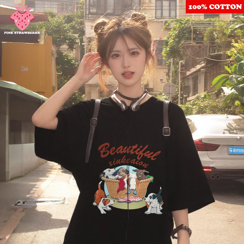 American Cartoon Dog Print T-shirt Women Summer 2025 New High quality Short sleeve Casual Black T-shirt Y2k Tops Female clothing
American Cartoon Dog Print T-shirt Women Summer 2025 New High quality Short sleeve Casual Black T-shirt Y2k Tops Female clothing