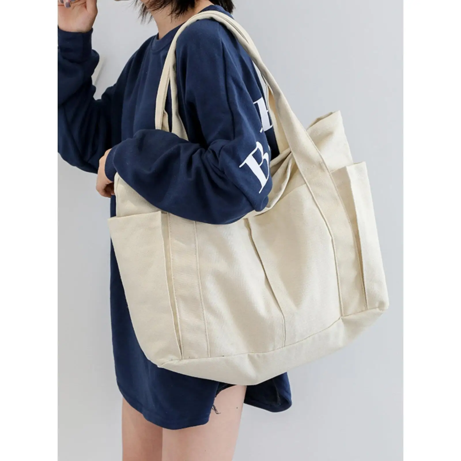 Large Capacity Canvas Mommy Bag Casual Shopping Handbag Travel Bag Fashionable Korean Style Soft Handle Zipper Closure Pure C...
Large Capacity Canvas Mommy Bag Casual Shopping Handbag Travel Bag Fashionable Korean Style Soft Handle Zipper Closure Pure C...