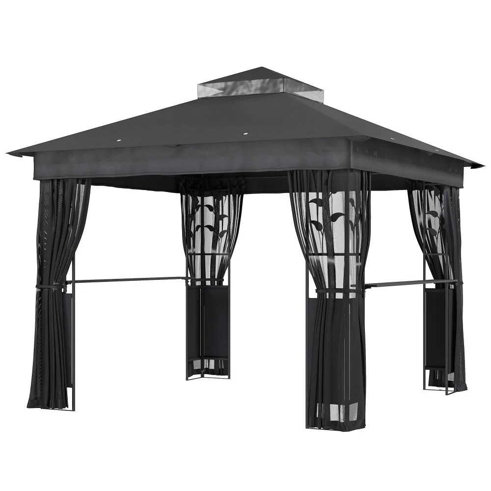 Outdoor Gazebo Black 116.5" L X 116.5" W X 108.3" H
Outdoor Gazebo Black 116.5" L X 116.5" W X 108.3" H