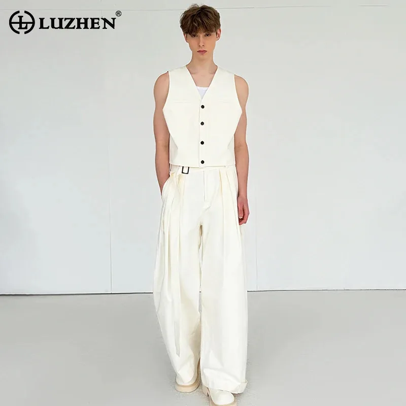 LUZHEN Handsome Elegant Two-piece Sets Men's 2025 Fashion Solid Color Loose Straight Casual Pants Male Sleeveless Shirts JY3388
LUZHEN Handsome Elegant Two-piece Sets Men's 2025 Fashion Solid Color Loose Straight Casual Pants Male Sleeveless Shirts JY3388