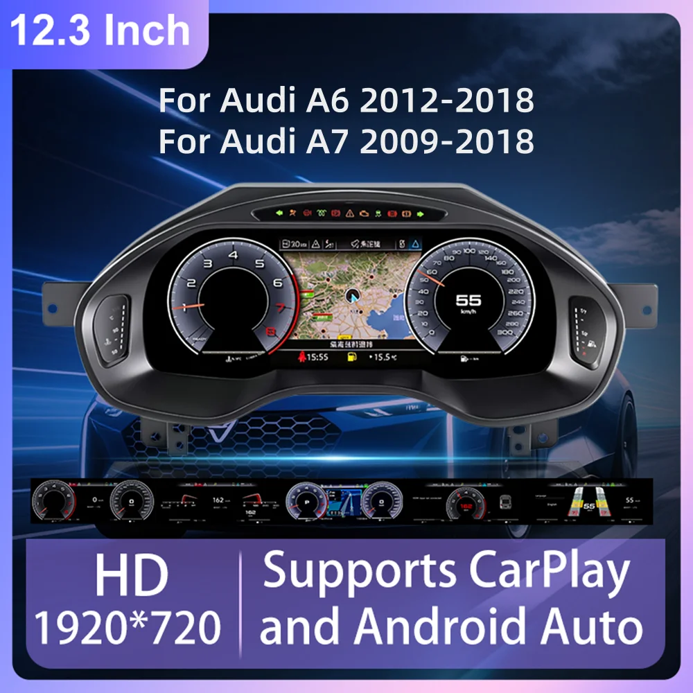 12.3 Inch LCD Digital Instrument Cluster Virtual Cockpit For Audi A6 A7 2009-2018 Car Digital Dashboard Speedometer Gauge Support Wireless CarPlay Android Auto Car Retrofit LCD Screen
12.3 Inch LCD Digital Instrument Cluster Virtual Cockpit For Audi A6 A7 2009-2018 Car Digital Dashboard Speedometer Gauge Support Wireless CarPlay Android Auto Car Retrofit LCD Screen