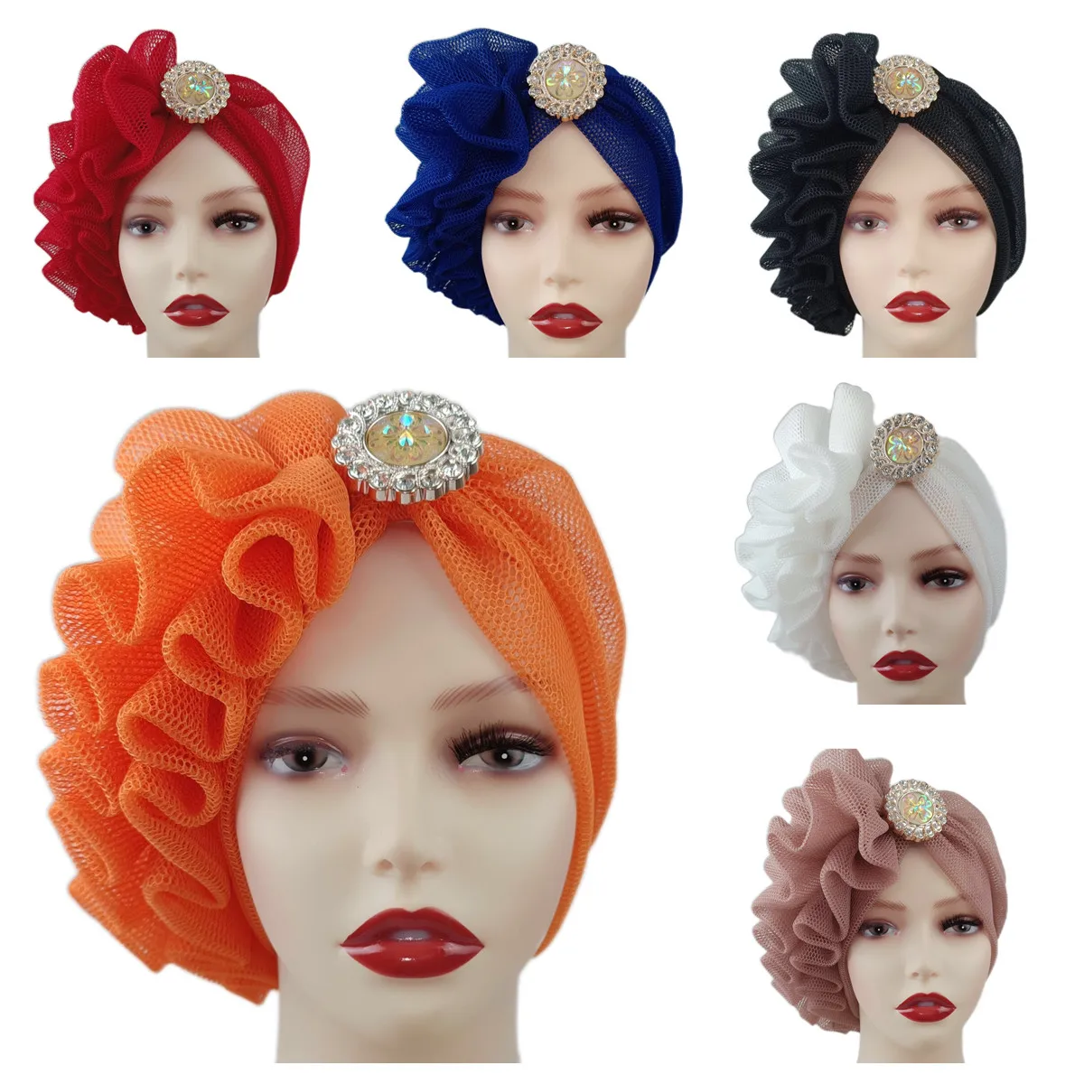 Trending New Mesh Women's Turban Cap With Side Ruffles Breathable African Net Head Tie Nigeria Auto Gele Lady Head Wraps 6 Pcs
Trending New Mesh Women's Turban Cap With Side Ruffles Breathable African Net Head Tie Nigeria Auto Gele Lady Head Wraps 6 Pcs