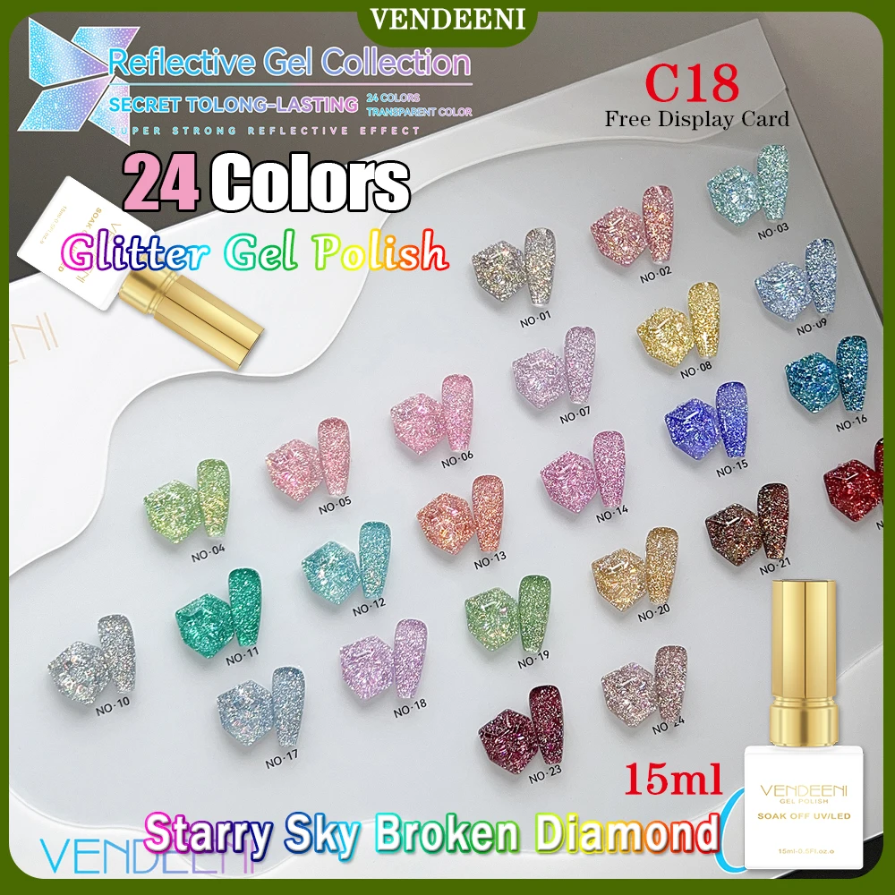 Vendeeni 24 цвета/компл. Гель-лак для ногтей с блестками и бриллиантами Soak Off UV LED Fantasy Starry Sky Гель-лак для дизайна ногтей
Vendeeni 24 цвета/компл. Гель-лак для ногтей с блестками и бриллиантами Soak Off UV LED Fantasy Starry Sky Гель-лак для дизайна ногтей