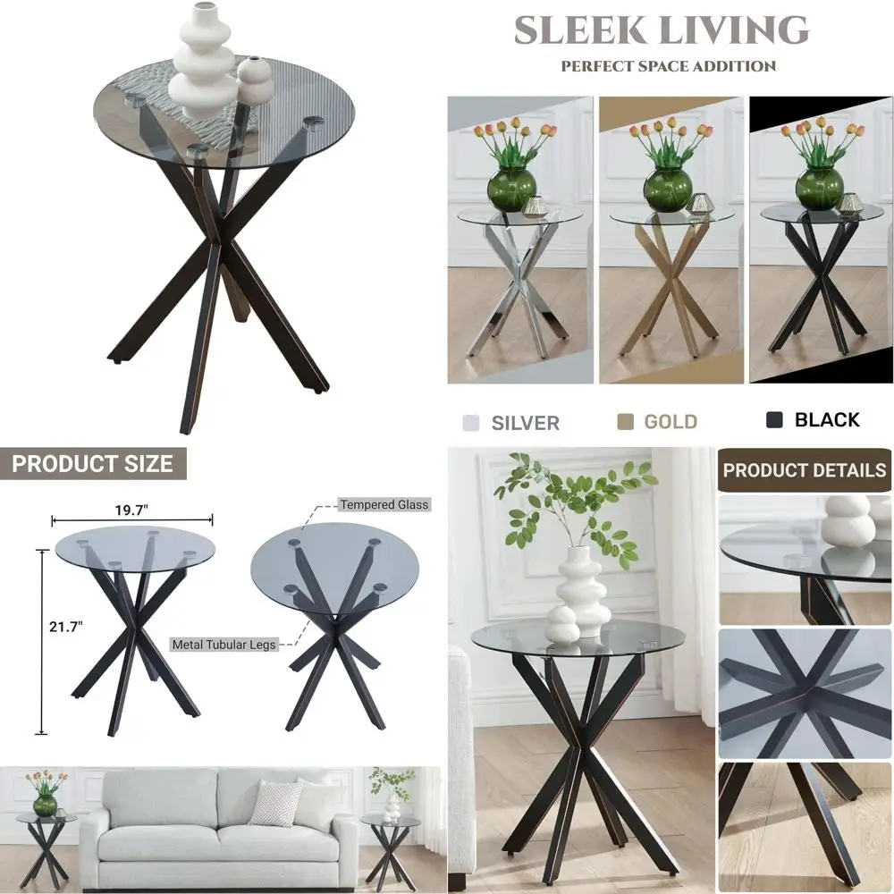 Grey Tempered Glass Small Round Side Table, 19.7W x 21.7H, for Living Room, Bedroom, or Couch Area
Grey Tempered Glass Small Round Side Table, 19.7W x 21.7H, for Living Room, Bedroom, or Couch Area