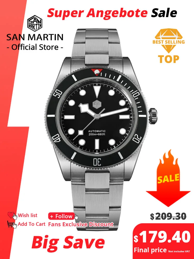 San Martin Upgraded BB58 40mm Retro Luxury Men Diver Watch NH35 Automatic Mechanical Sapphire 200m Waterproof Reloj SN0008D
San Martin Upgraded BB58 40mm Retro Luxury Men Diver Watch NH35 Automatic Mechanical Sapphire 200m Waterproof Reloj SN0008D