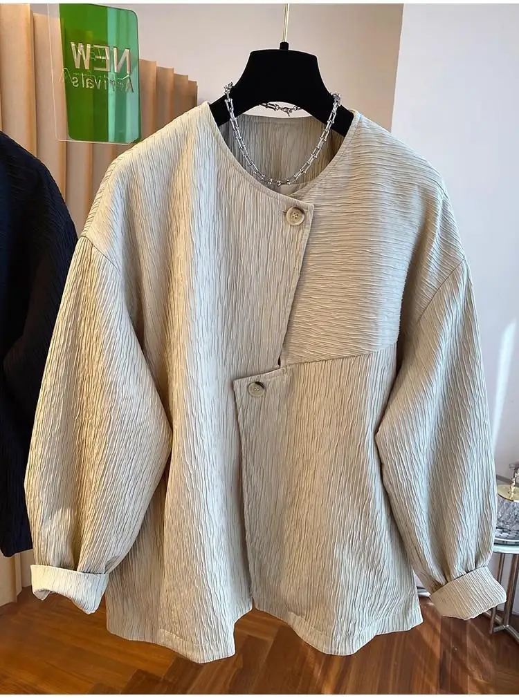 Сплошные женские куртки с круглым вырезом, тренд 2025 года, шикарный дизайн, свободные повседневные пальто, женская повседневная универсальная верхняя одежда 
Сплошные женские куртки с круглым вырезом, тренд 2025 года, шикарный дизайн, свободные повседневные пальто, женская повседневная универсальная верхняя одежда