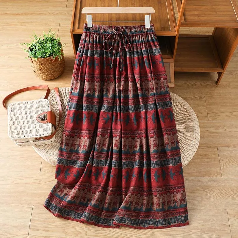 Ethnic Retro Printed Cotton Linen A-word Skirt Women's Summer Long Temperament Age-reducing Linen Big Umbrella Skirt
Ethnic Retro Printed Cotton Linen A-word Skirt Women's Summer Long Temperament Age-reducing Linen Big Umbrella Skirt