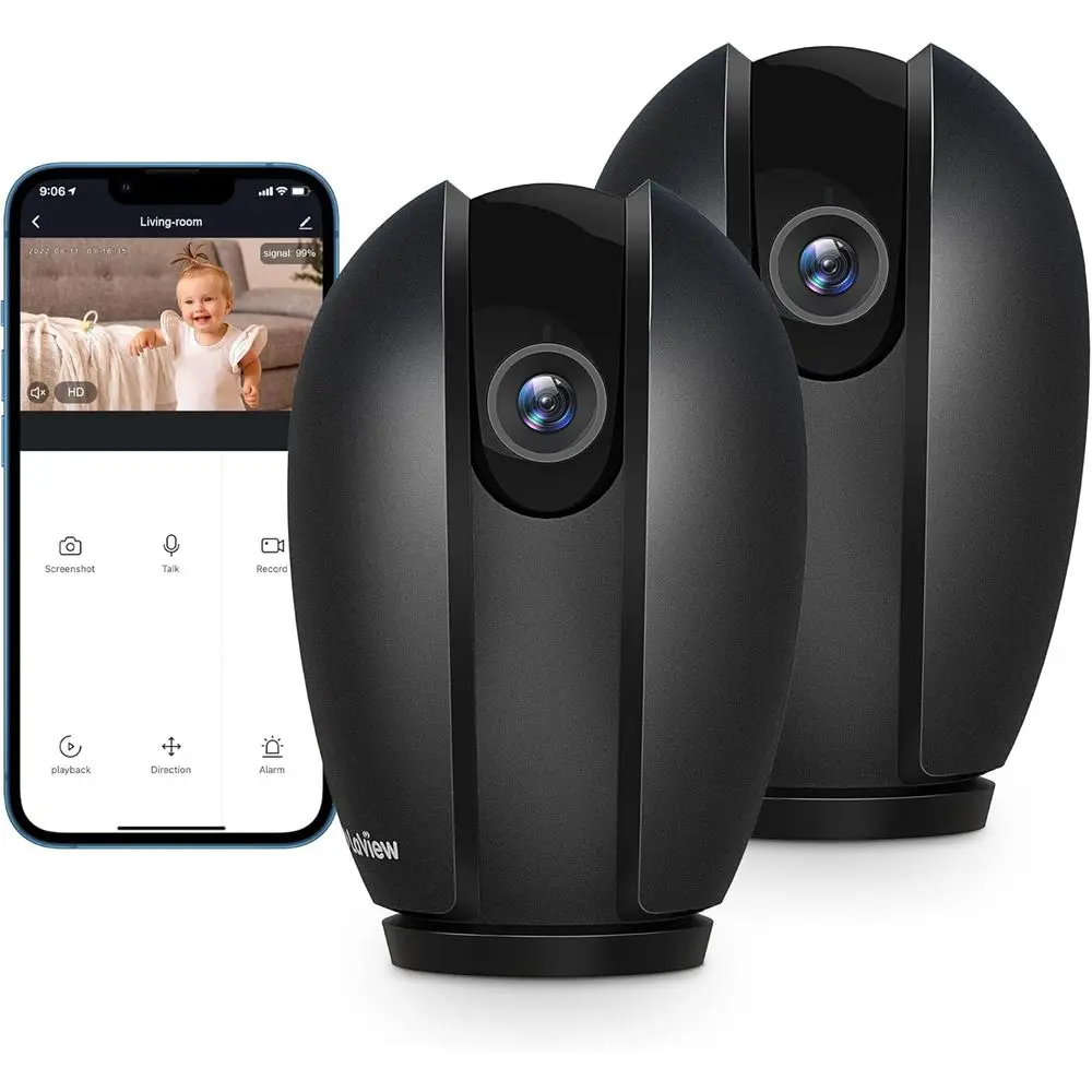 Dual Indoor Security Cameras with Motion Detection, 2-Way Audio, Night Vision, and Alexa Compatibility, Including 2x 32GB SD Car
Dual Indoor Security Cameras with Motion Detection, 2-Way Audio, Night Vision, and Alexa Compatibility, Including 2x 32GB SD Car