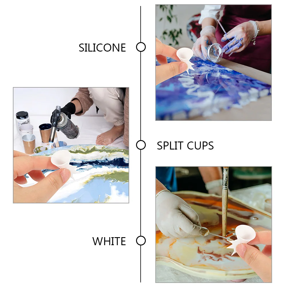 6Pcs Paint Pouring Cups Silicone Reusable Funnel Cups for Fluid Art Mixing Pigment Painting Supplies Mixing Pouring Cup 
6Pcs Paint Pouring Cups Silicone Reusable Funnel Cups for Fluid Art Mixing Pigment Painting Supplies Mixing Pouring Cup