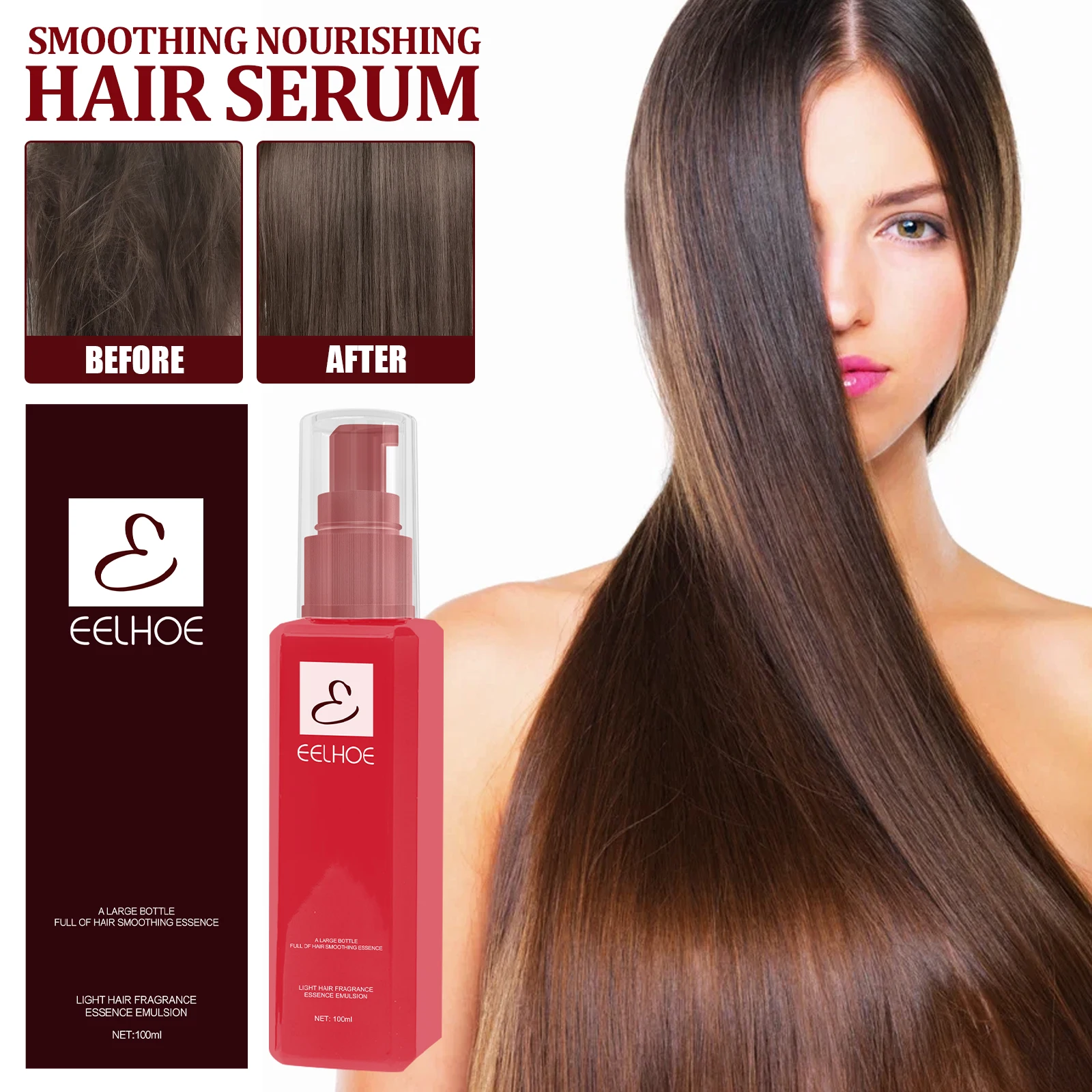 Leave-In Hair Repair Serum Hydrating Frizz Control with Hydrolyzed Keratin for Damaged Dry Hair Non Greasy 100ml
Leave-In Hair Repair Serum Hydrating Frizz Control with Hydrolyzed Keratin for Damaged Dry Hair Non Greasy 100ml