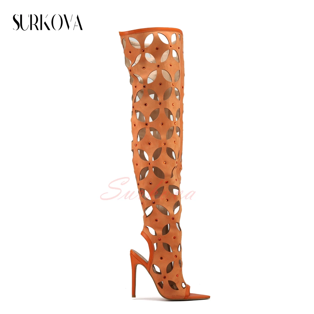 Rhinestones Cutout Over The Knee Boots Solid Pointed Open Toe Sandals and Boots Women's Sexy Stilettos Fashion High Heel Boots
Rhinestones Cutout Over The Knee Boots Solid Pointed Open Toe Sandals and Boots Women's Sexy Stilettos Fashion High Heel Boots