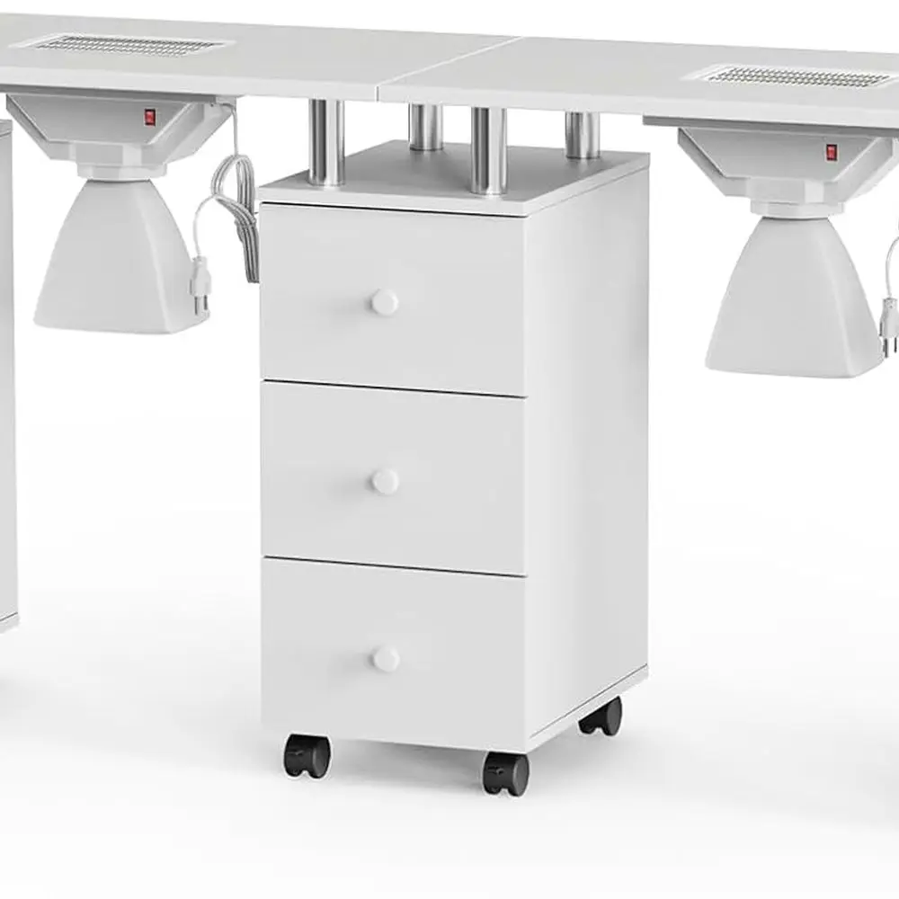 Dual Nail Station with Dust Collector, Acrylic Resistant White Salon Desk with Armrest, Drawers & Storage for Beauty Professiona
Dual Nail Station with Dust Collector, Acrylic Resistant White Salon Desk with Armrest, Drawers & Storage for Beauty Professiona