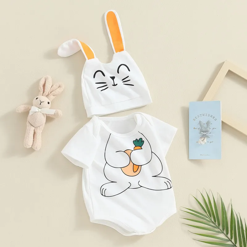 Newborn Baby Girl Bodysuit 2 Piece Set Summer Clothes Rabbit Round Neck Short Sleeve Bodysuit and Bunny Ear Hat Easter Outfits
Newborn Baby Girl Bodysuit 2 Piece Set Summer Clothes Rabbit Round Neck Short Sleeve Bodysuit and Bunny Ear Hat Easter Outfits
