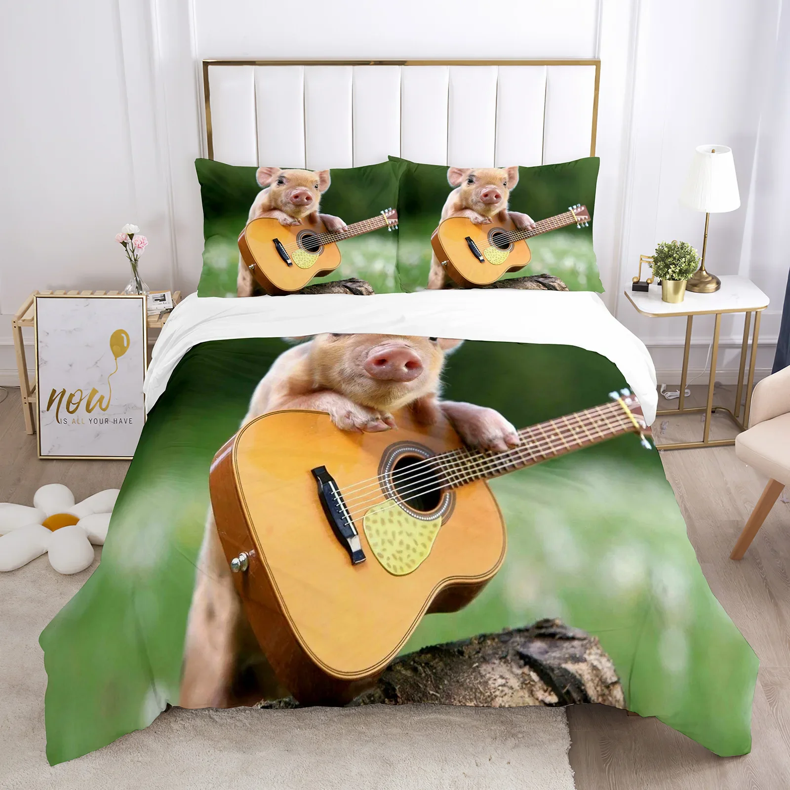 3D Pig Duvet Cover Pig Play Guitar Cute Animals Theme King Queen Teens Polyester for Children Boys Girls for Bedroom Decorations
3D Pig Duvet Cover Pig Play Guitar Cute Animals Theme King Queen Teens Polyester for Children Boys Girls for Bedroom Decorations