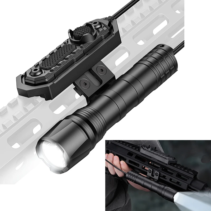 EZshoot 1800 Lumens Tactical Flashlight Rifle LED Light with Remote Pressure Switch Rechargeable Compatible with M-Rail Strobe
EZshoot 1800 Lumens Tactical Flashlight Rifle LED Light with Remote Pressure Switch Rechargeable Compatible with M-Rail Strobe